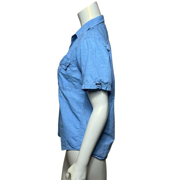 Revenge Shirtmakers Vintage Blue Chambray Military Style Button Down Size M - Picture 2 of 9